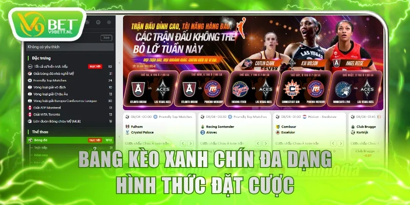 Bảng kèo xanh chín đa dạng hình thức đặt cược